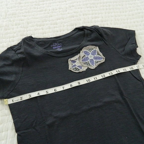 Old Navy Dark Grayish-Purple Beaded Tee , Med - Picture 7 of 7